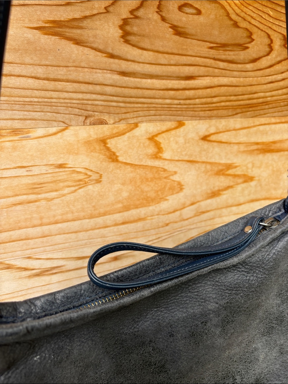Rough & Tumble Genuine Leather Crossbody Bag | Blue Gray | Made in Maine - Picture 3 of 11